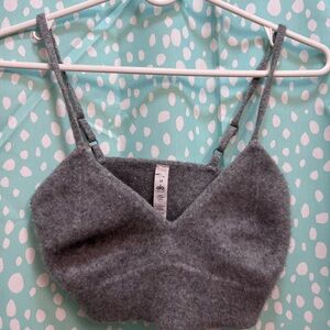 Alo Yoga Heather Gray Fuzzy Cropped Bralette